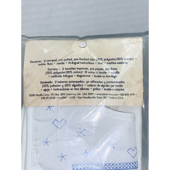 2 Bucilla Baby Bib Duck & Bunny Stamped Cross Stitch Kit 43067 Daisy Kingdom NEW - Picture 5 of 7